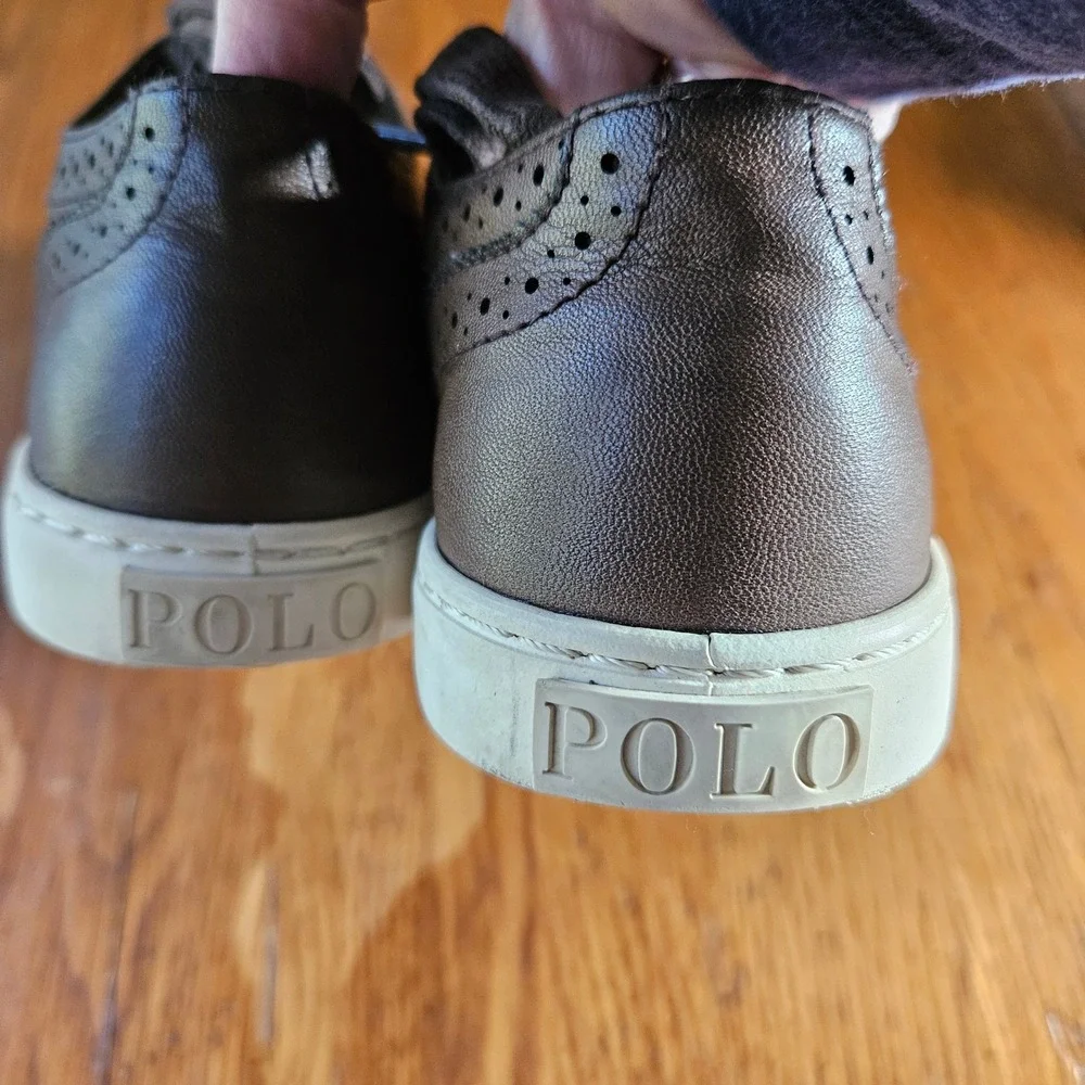 Polo Ralph Lauren Alek Oxford Sneakers Kids Brown Leather Brogue‎ Shoes Size 3
